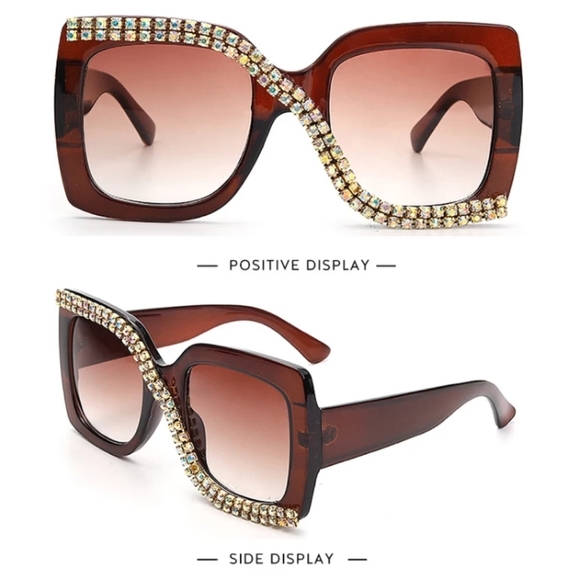 Rhinestone Vintage Oversized Sunglasses - Picture 3 of 7